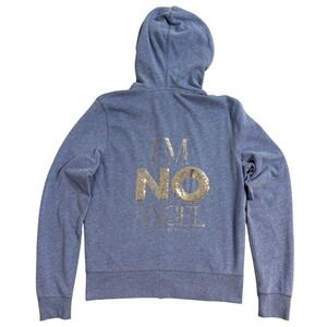 Victoria's Secret Supermodel Essentials Blue Bling Y2K Hoodie "I'm No Angel" L